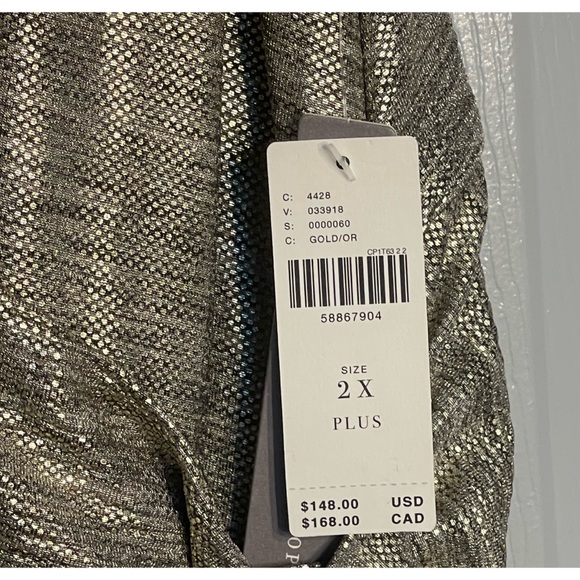 Anthropologie Kari Metallic Midi Dress Gold NWT SZ 2X - Picture 11 of 15